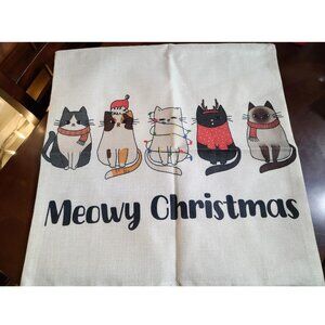 Cat Christmas Pillow Cover Decorative Throw Case Sofa Couch Holiday Accent Decor